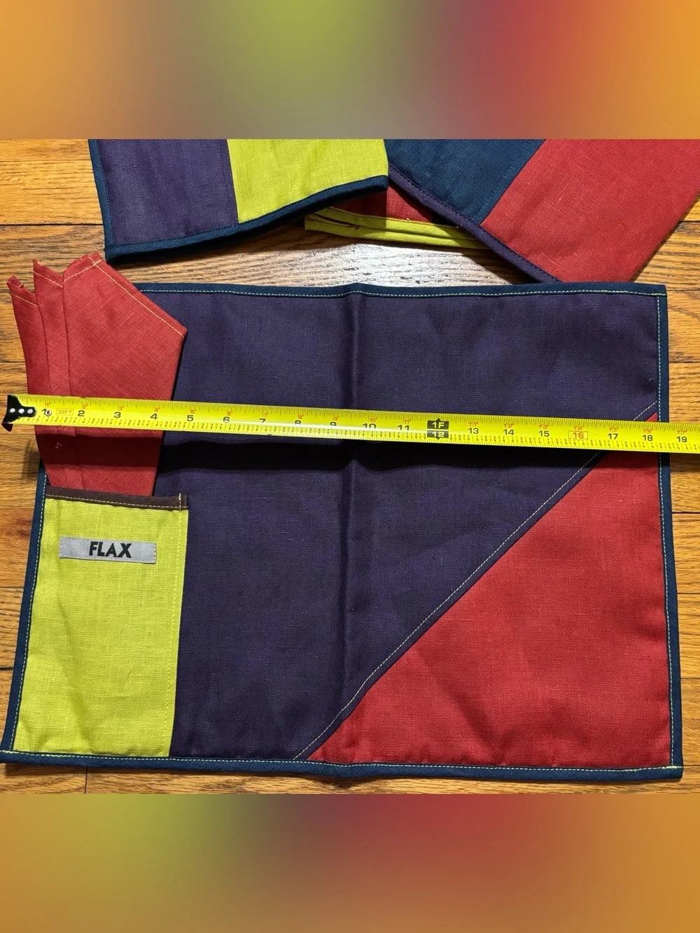 Flax Colorblock Linen Placemats\Napkin set NEW